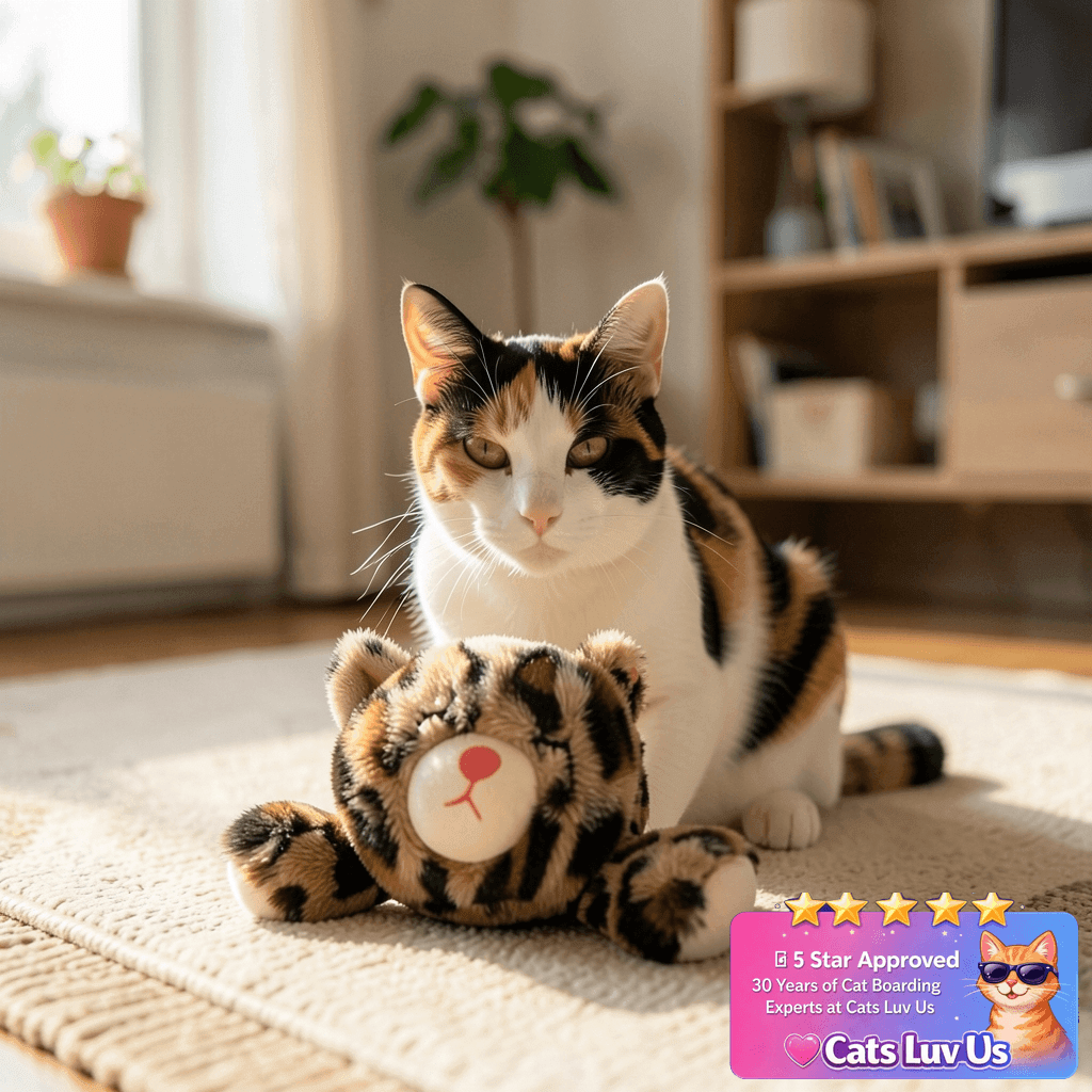 Catstages Calming Kitty Pal Cat Toy - Plush with Purring with cat - professional product lifestyle photo