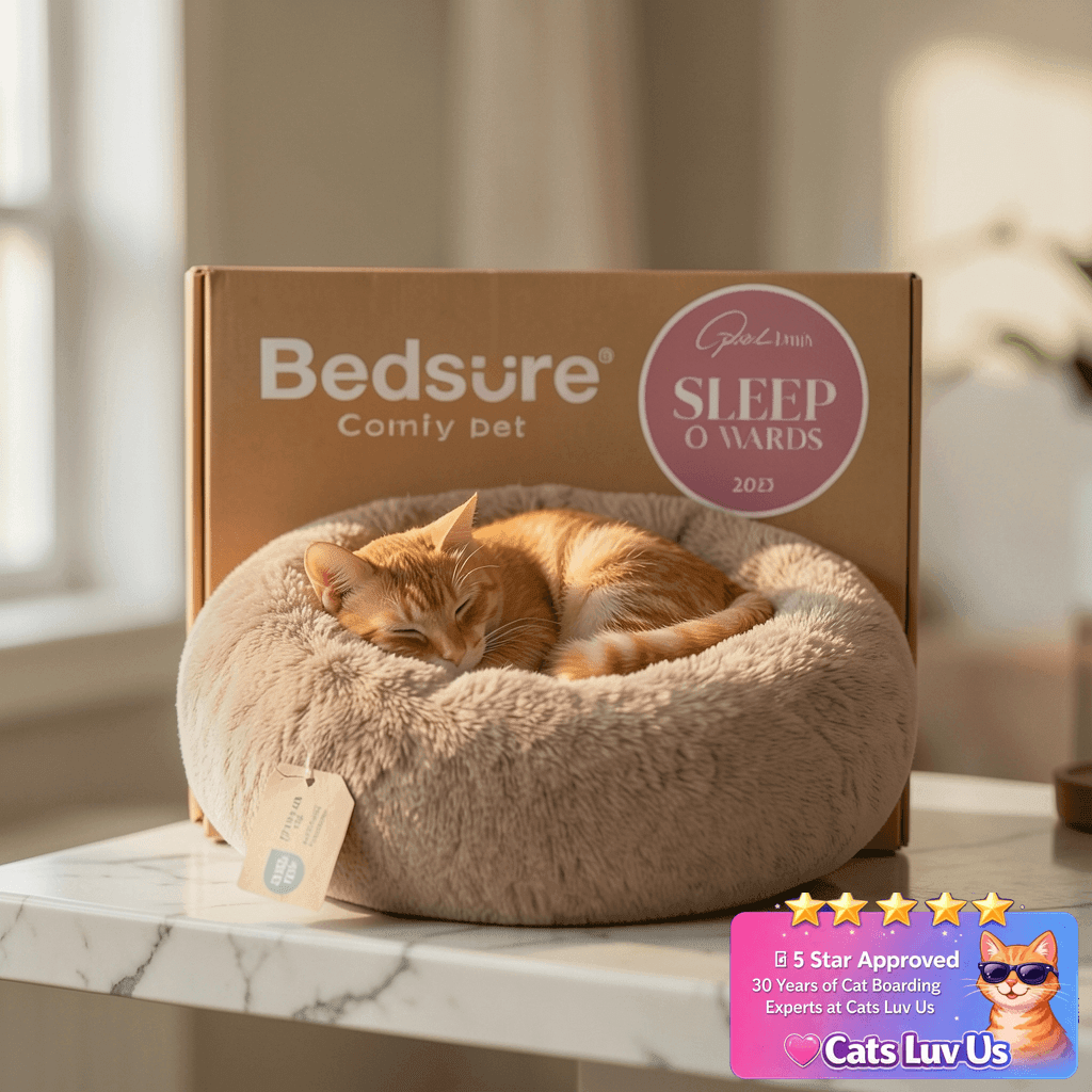 Bedsure Calming Cat Beds for Indoor Cats - Small Cat Bed with cat - professional product lifestyle photo
