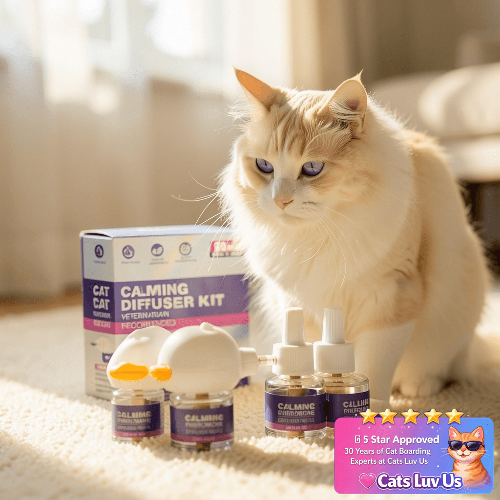 Tcllka Cat Calming Pheromone Diffuser Relieve with cat - professional product lifestyle photo