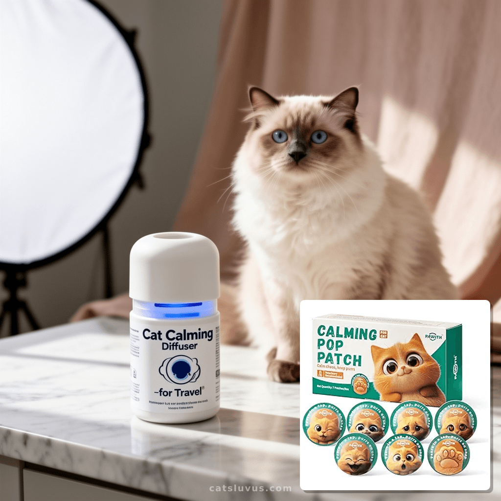 Cats Calming Pheromone Spray & Calming Solution for Cats with cat - professional product lifestyle photo