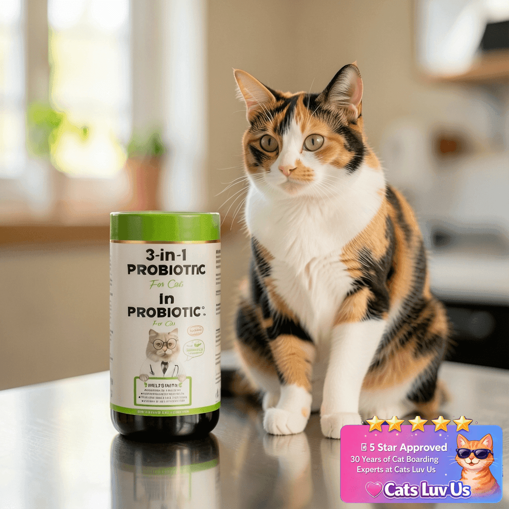 Probiotic for Cats with cat - professional product lifestyle photo