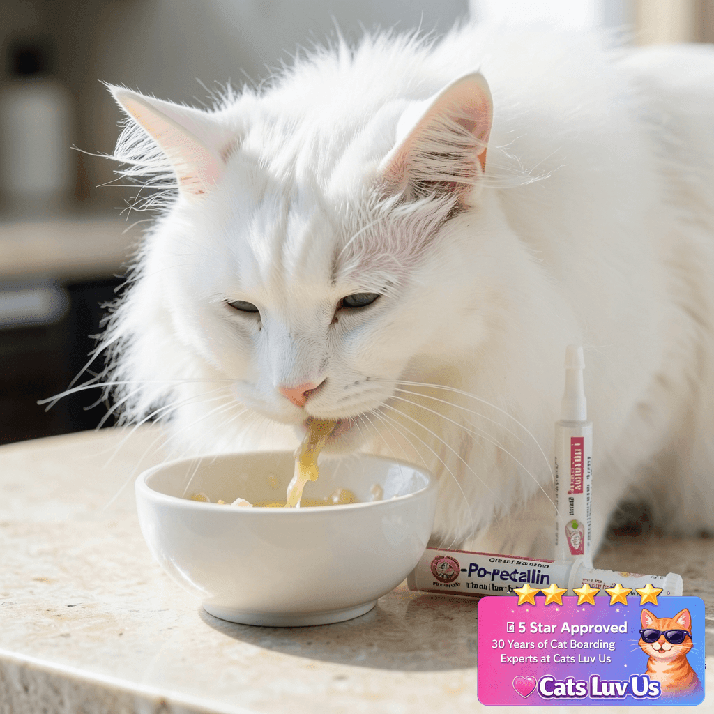 Pro-Pectalin Oral Paste for Dogs & Cats with cat - professional product lifestyle photo