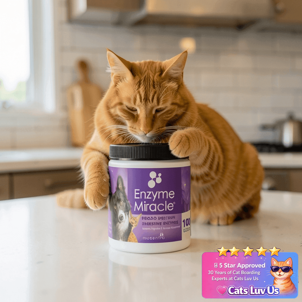 Enzymes for Cats & Dogs: Enzyme Miracle®: for Digestive with cat - professional product lifestyle photo