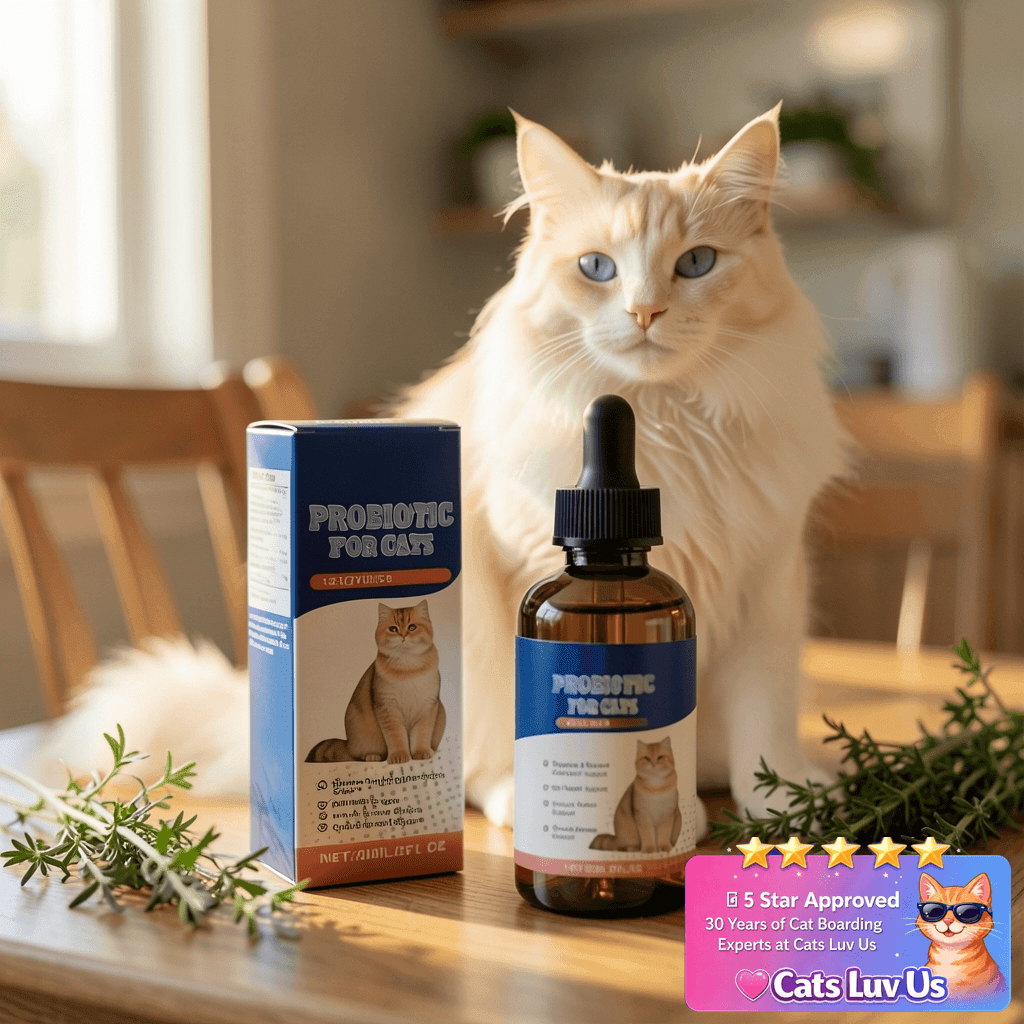 Cat Probiotics for Digestive Support - 60ml Probiotic for with cat - professional product lifestyle photo