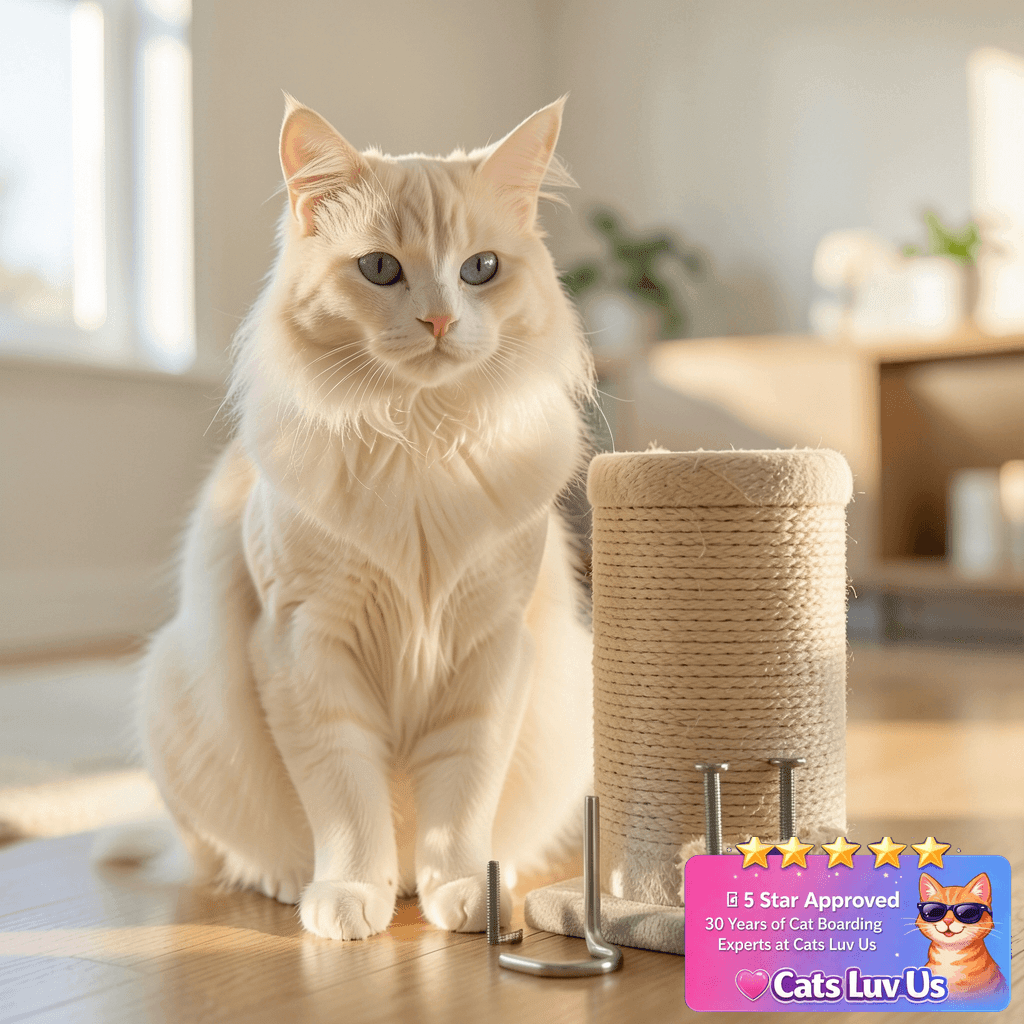 ChengFu Cat Scratching Post Replacement M10 and M8 Screws with cat - professional product lifestyle photo