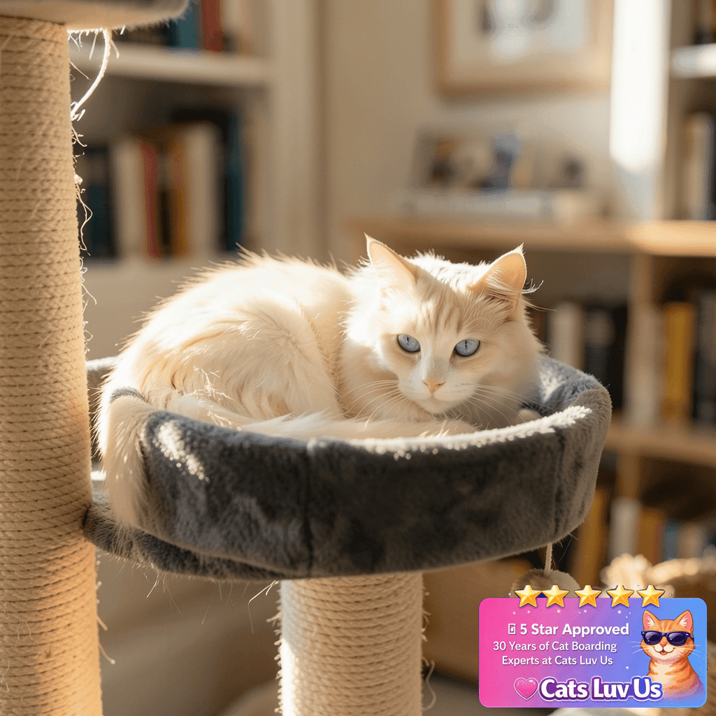 SHENGOCASE 13.5" Cat Tree Tower Accessories Replacement with cat - professional product lifestyle photo