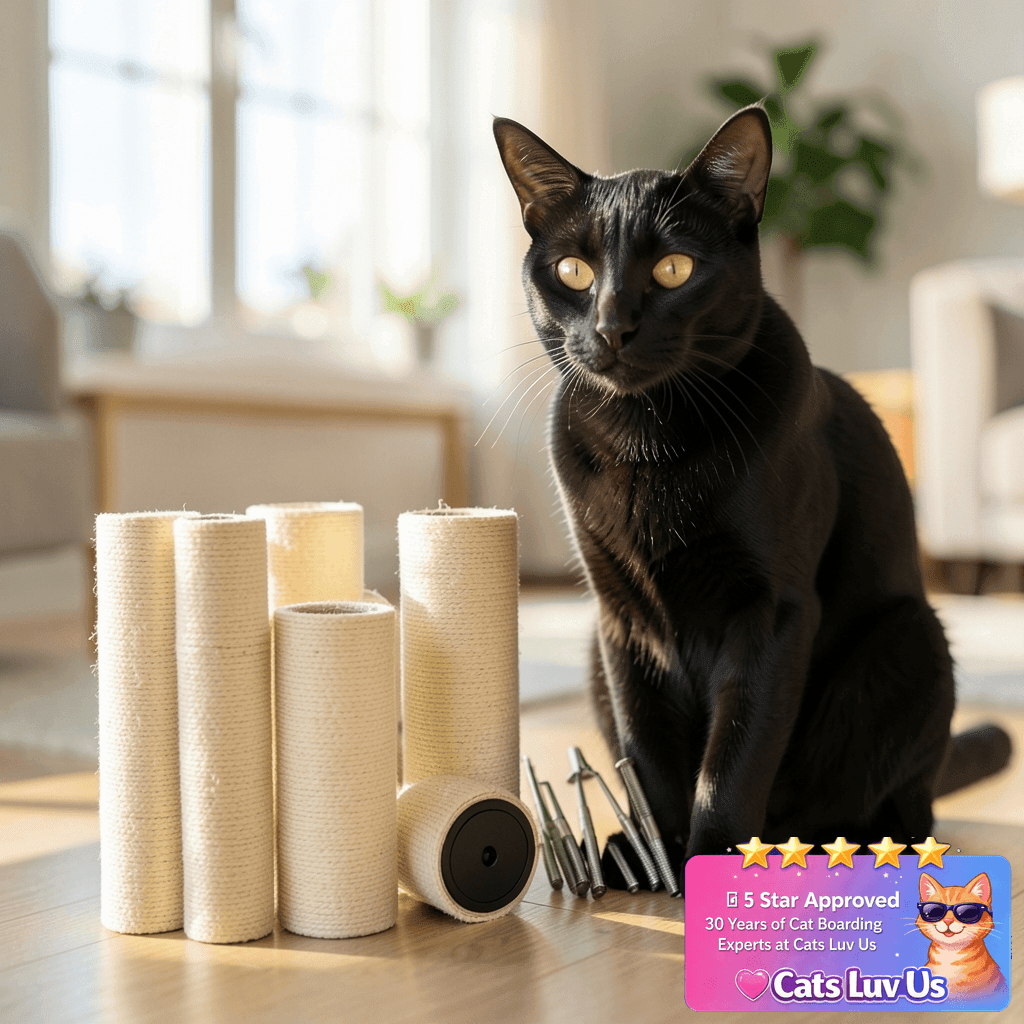 4 PCS Cat Scratching Post Replacement with cat - professional product lifestyle photo