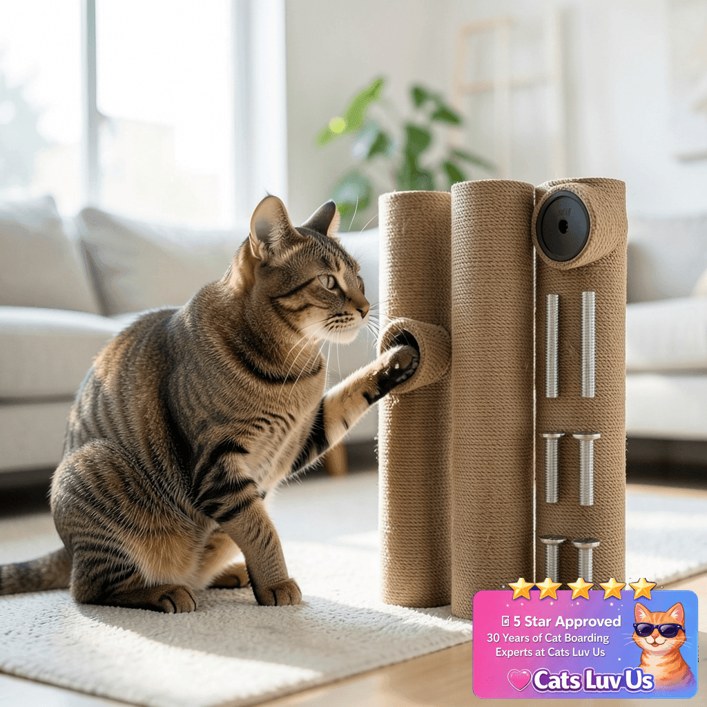 PETUOL 4 PCS M8 Cat Scratching Post Replacement with cat - professional product lifestyle photo