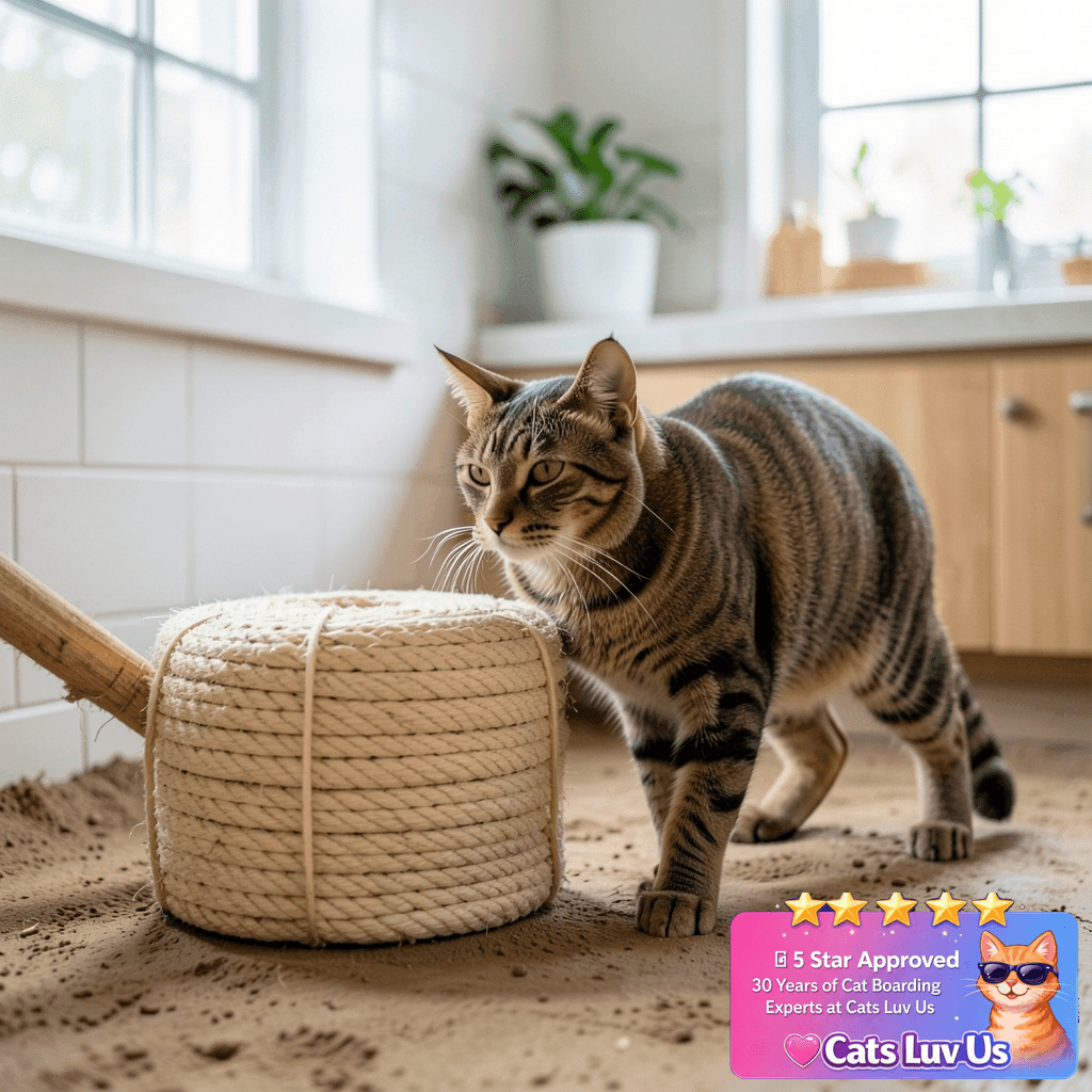 164 Feet Sisal Rope for Cat Scratching Post with cat - professional product lifestyle photo