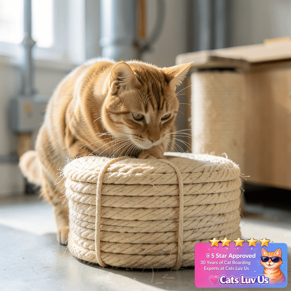 164 Feet Sisal Rope for Cat Scratching Post with cat - professional product lifestyle photo