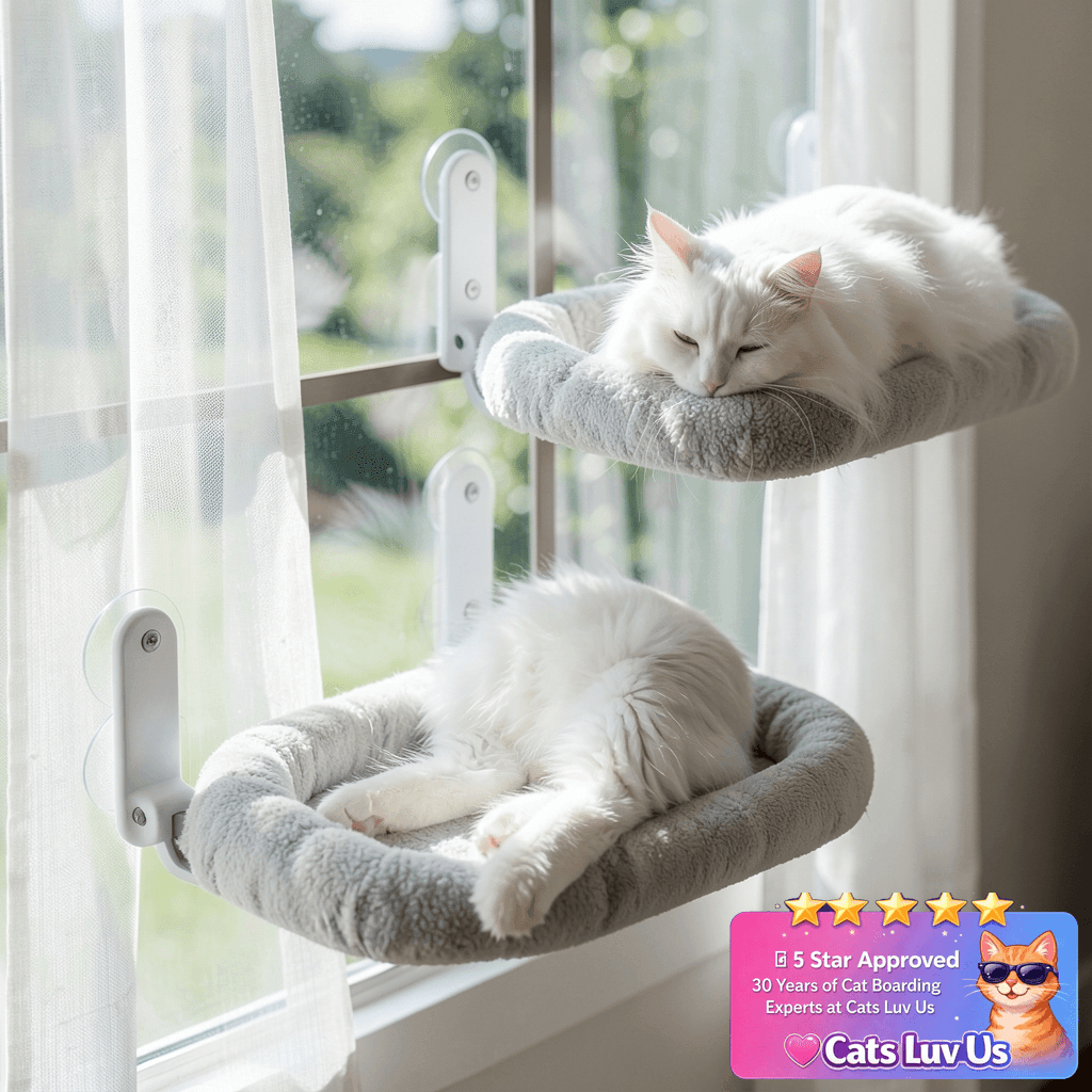 Zoratoo 2PC Cat Window Perch with Foldable Cat with cat - professional product lifestyle photo