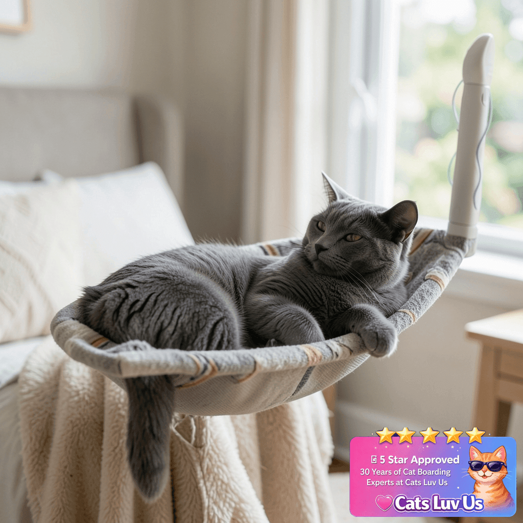 HiPetpy 2 Pack Cat Window Perch with cat - professional product lifestyle photo