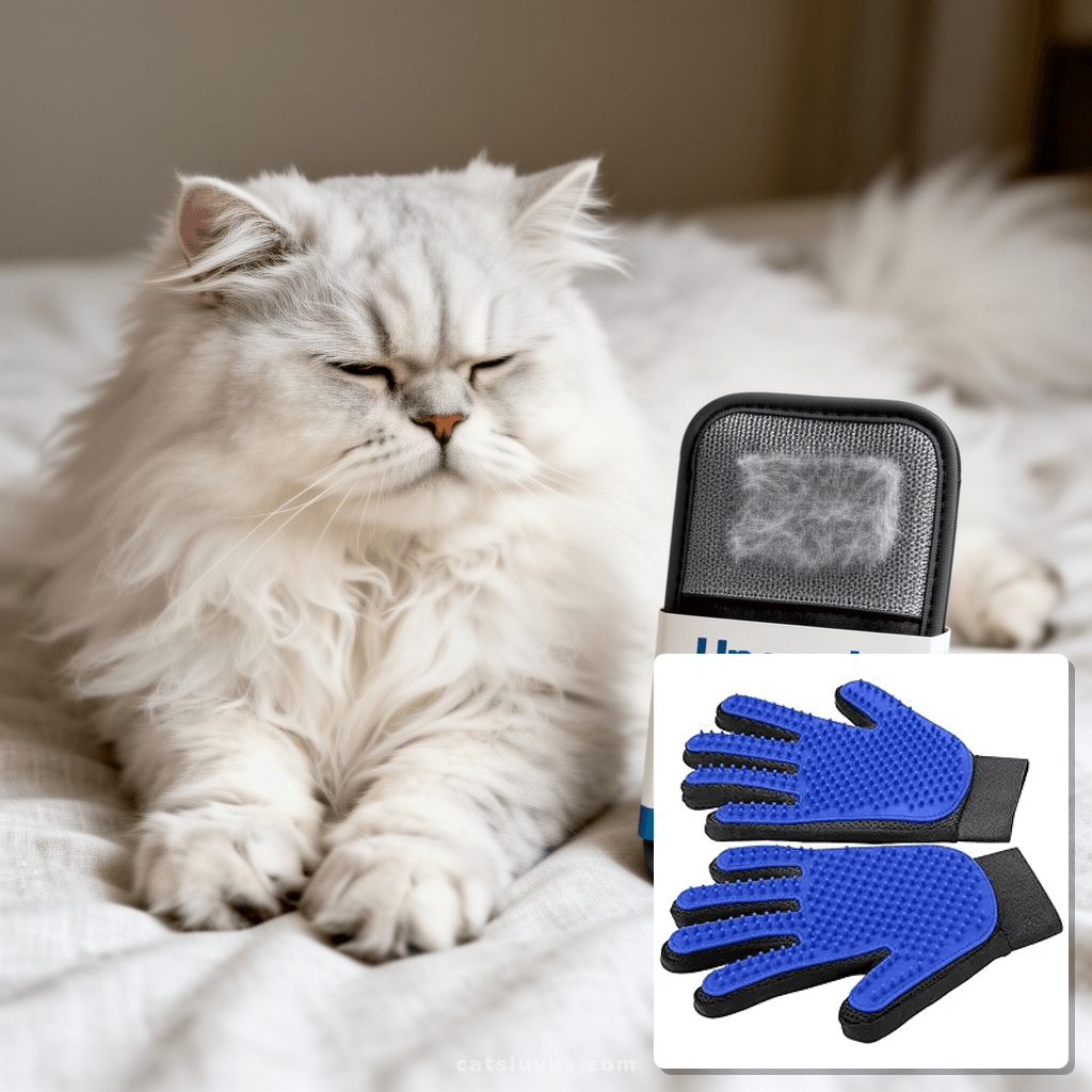 Upgrade Efficient Pet Hair Remover Gloves - Gentle Shedding with cat - professional product lifestyle photo