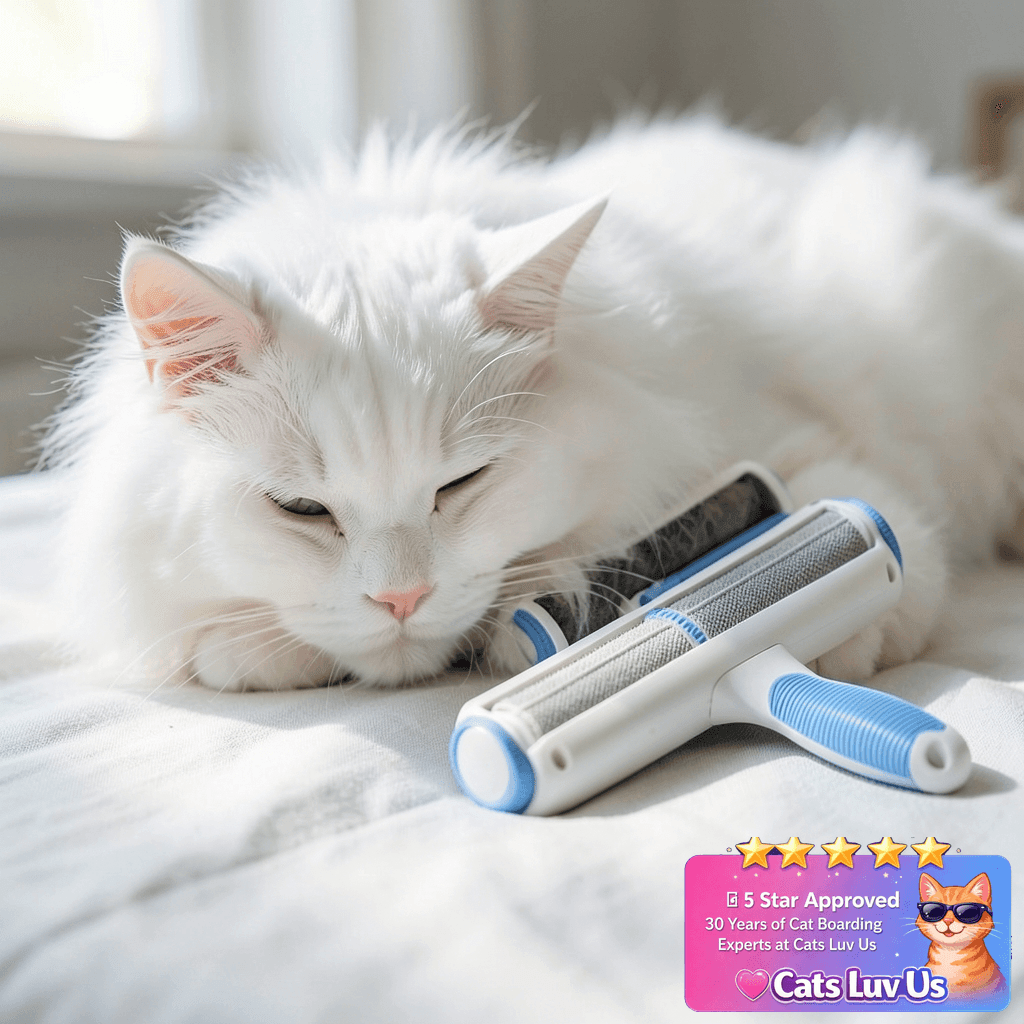 Pet Hair Remover Reusable Cat and Dog Hair Remover Multi- with cat - professional product lifestyle photo