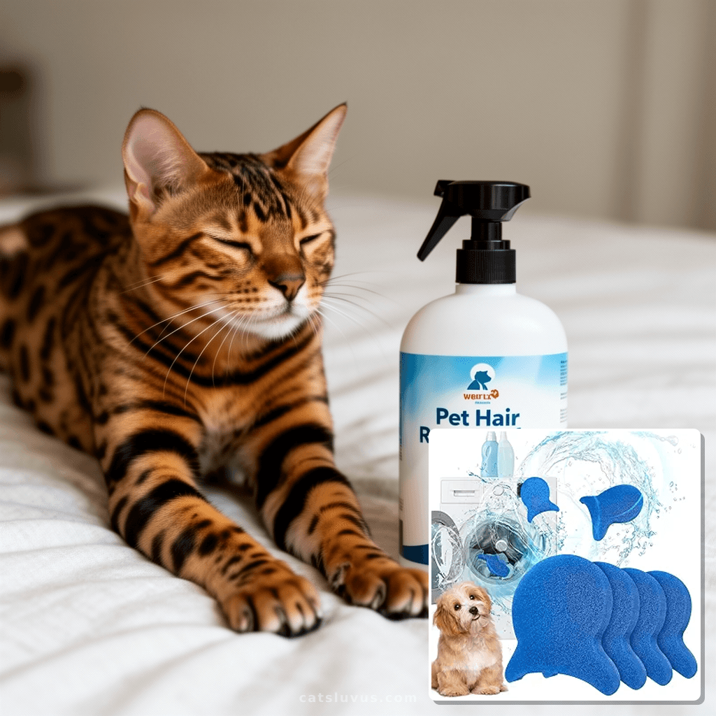 Pet Hair Remover for Laundry with cat - professional product lifestyle photo