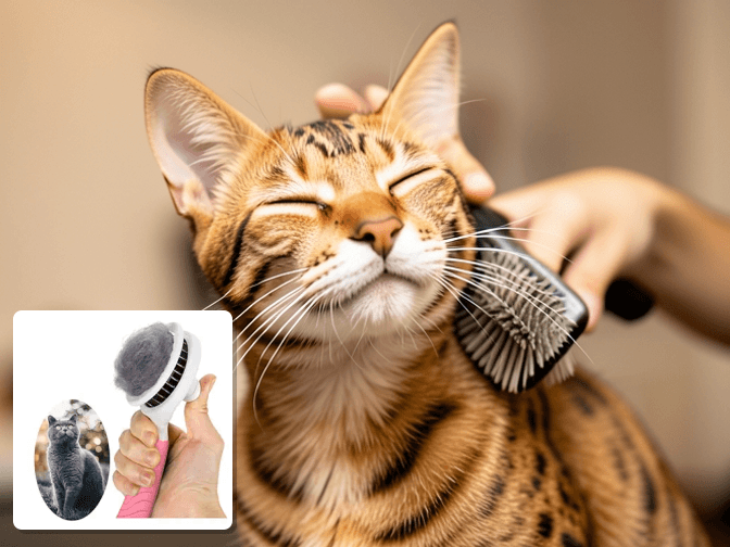 Cat owner reviewing best slicker brush for persian cat hairballs options for their pet in 2026