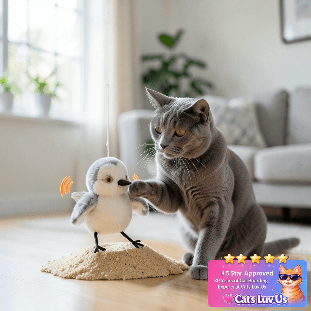 Potaroma Cat Toys Flapping Bird with cat - professional product lifestyle photo