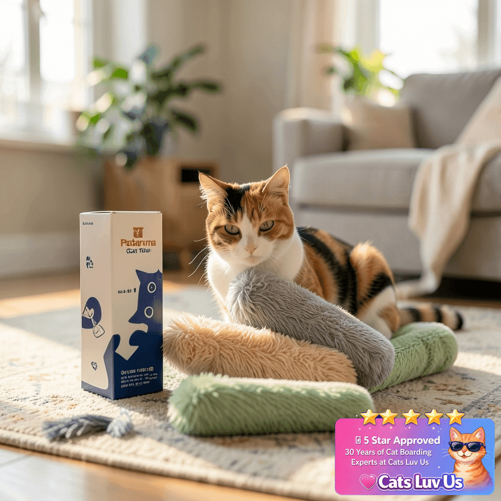 Potaroma Cat Toys Pillows with cat - professional product lifestyle photo