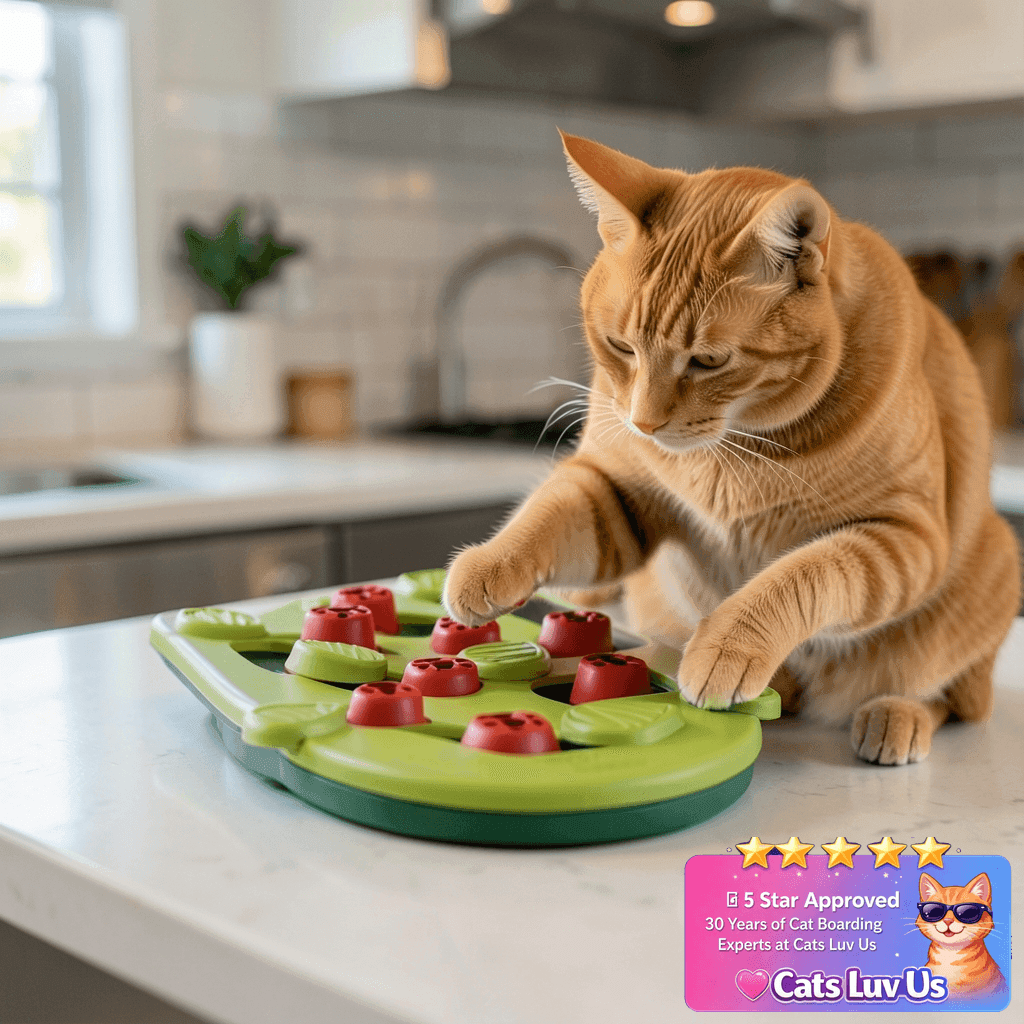 Catstages Nina Ottosson Buggin' Out Puzzle & Play – with cat - professional product lifestyle photo
