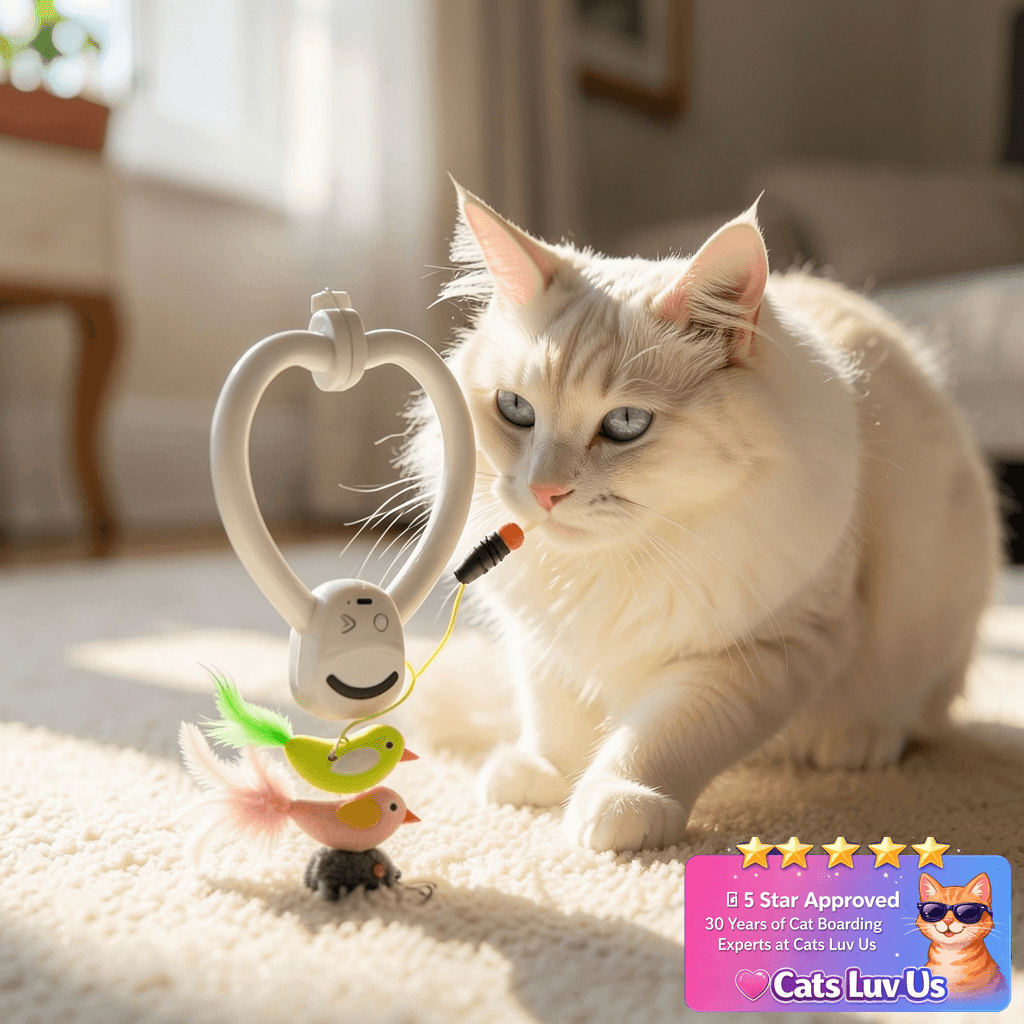 Interactive Cat Toys for Indoor Cats: Automatic Flying Bird with cat - professional product lifestyle photo