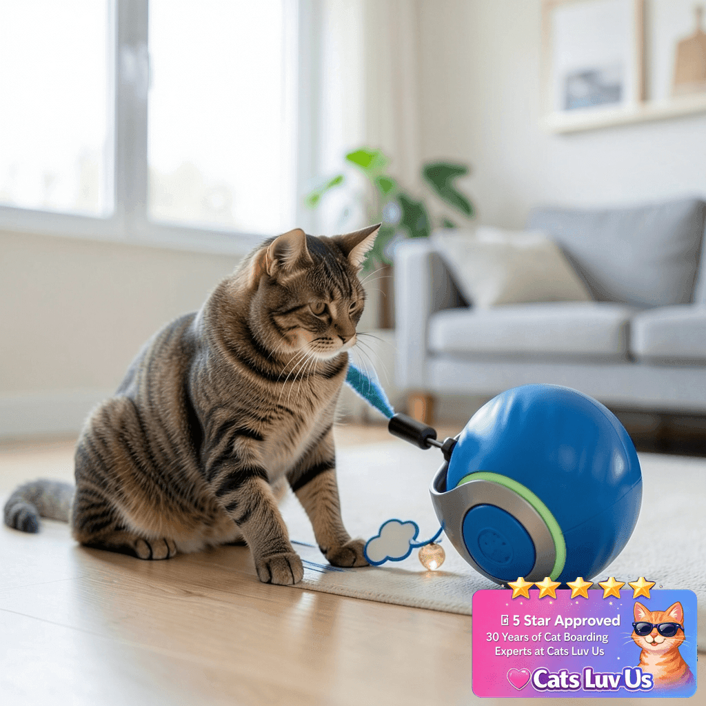 BABORUI Interactive Cat Toy Ball - Automatic Interactive Cat with cat - professional product lifestyle photo
