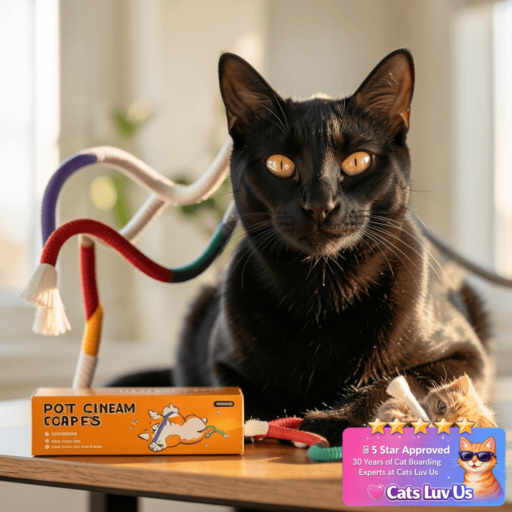 Potaroma Cat Toys Chew Ropes 3Pcs with Refillable Natural with cat - professional product lifestyle photo