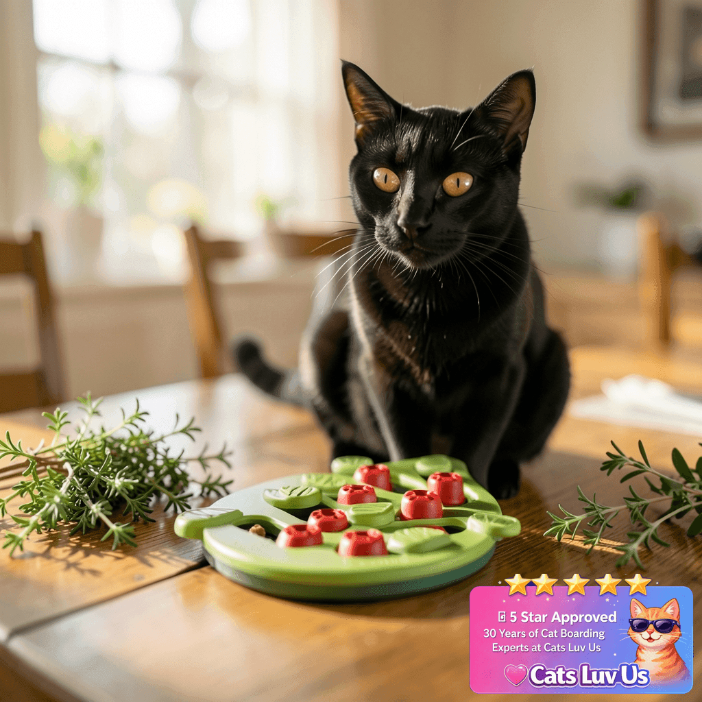 Catstages Nina Ottosson Buggin' Out Puzzle & Play – with cat - professional product lifestyle photo