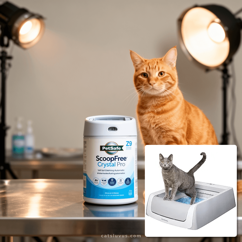 MeoWant Self-Cleaning Cat Litter Box with cat - professional product lifestyle photo