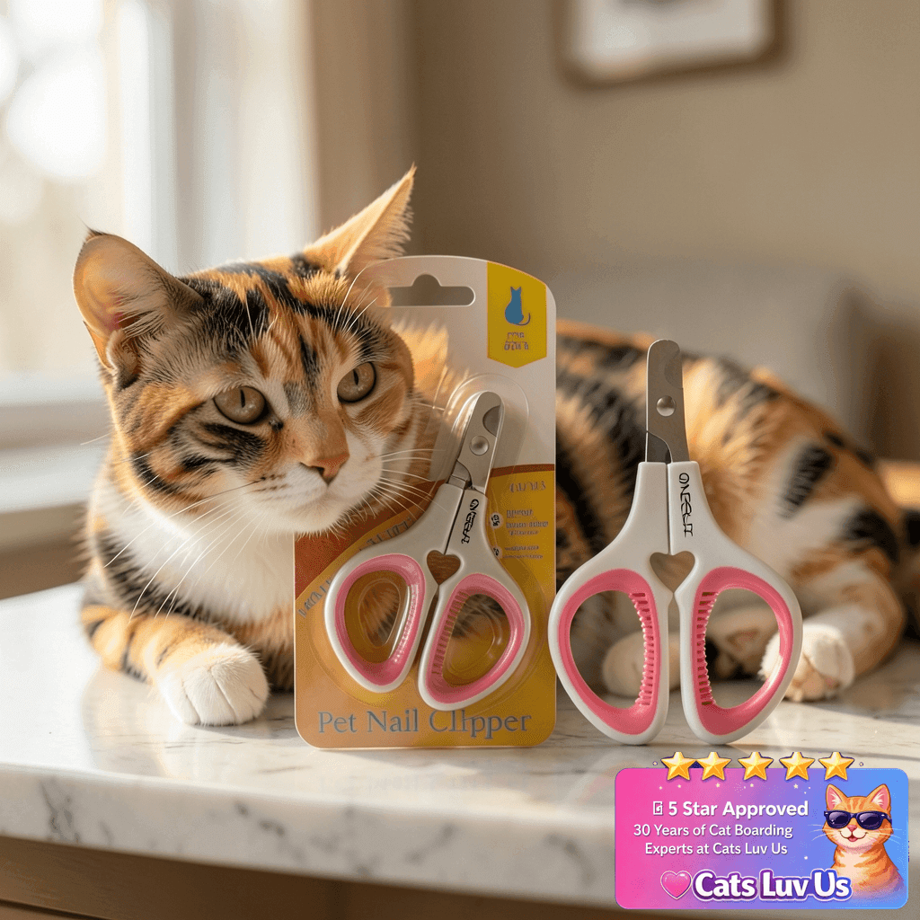 OneCut Pet Nail Clippers with cat - professional product lifestyle photo