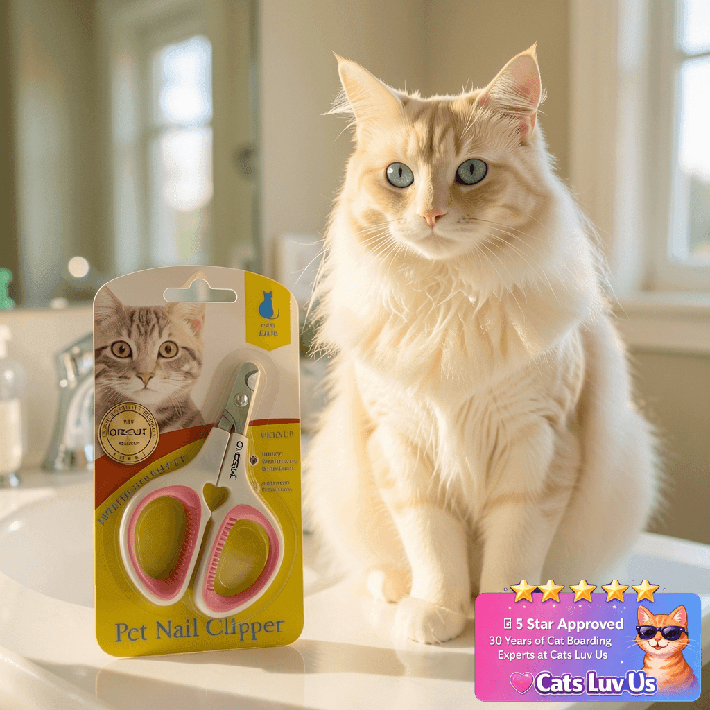 OneCut Pet Nail Clippers with cat - professional product lifestyle photo