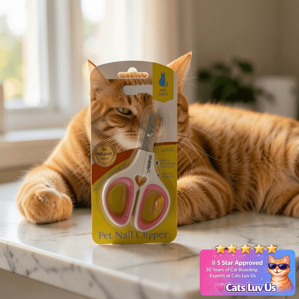 OneCut Pet Nail Clippers with cat - professional product lifestyle photo