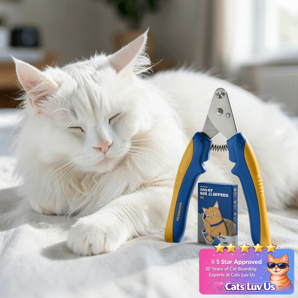 [PETHROOM] Cat Nail Clipper Trimmer for Indoor Cats with cat - professional product lifestyle photo