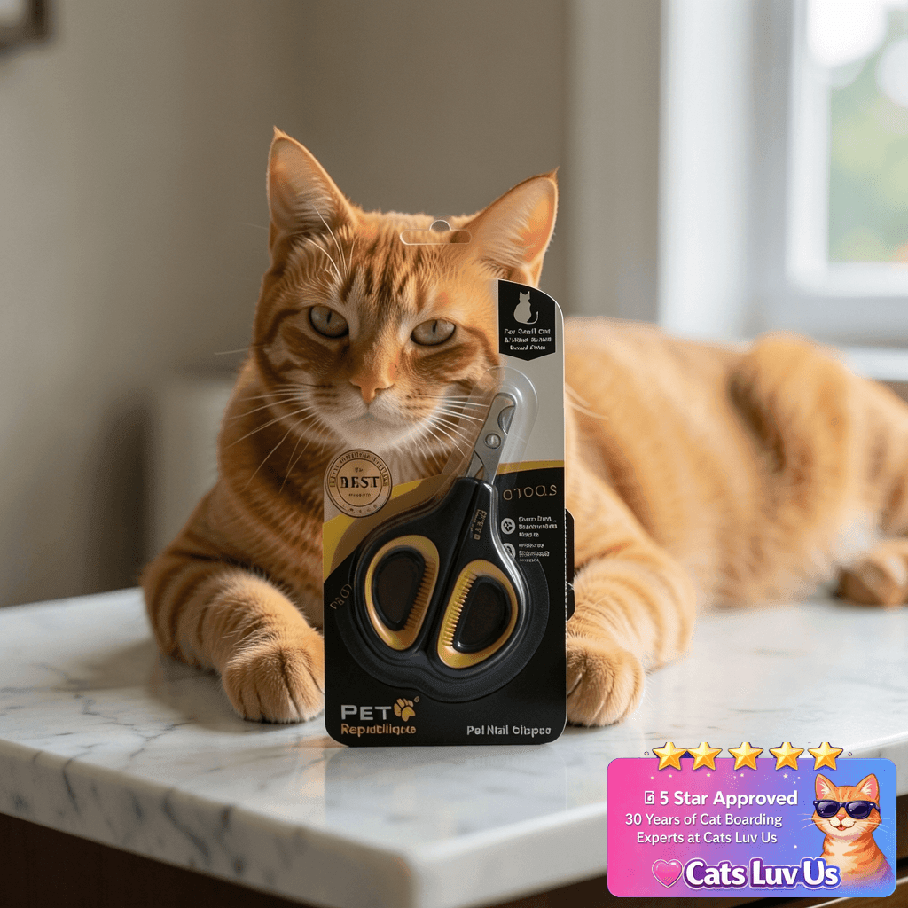 Cat Nail Clippers by Pet Republique – Professional Stainless with cat - professional product lifestyle photo