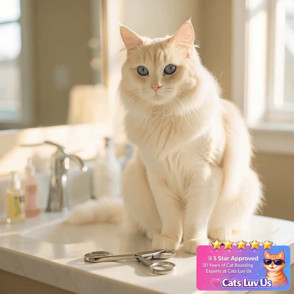 AAProTools Professional Cat Pet Nail Clippers Pet Nail with cat - professional product lifestyle photo