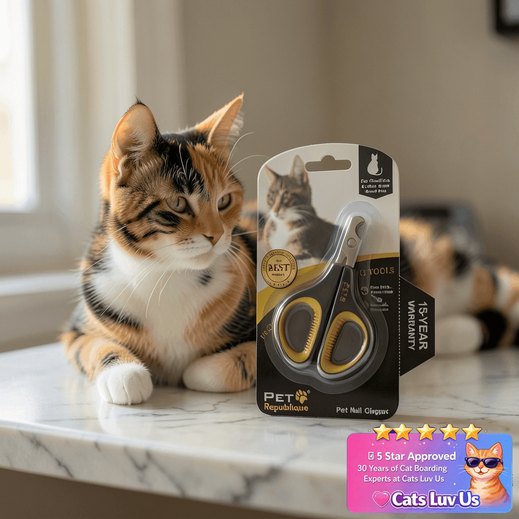 Cat Nail Clippers by Pet Republique – Professional Stainless with cat - professional product lifestyle photo