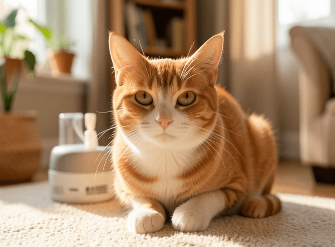 Cat owner reviewing cat pheromone diffusers & sprays comparison options for their pet in 2026