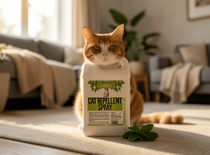 Cat owner reviewing cat repellent & deterrent products for small spaces options for their pet in 2026
