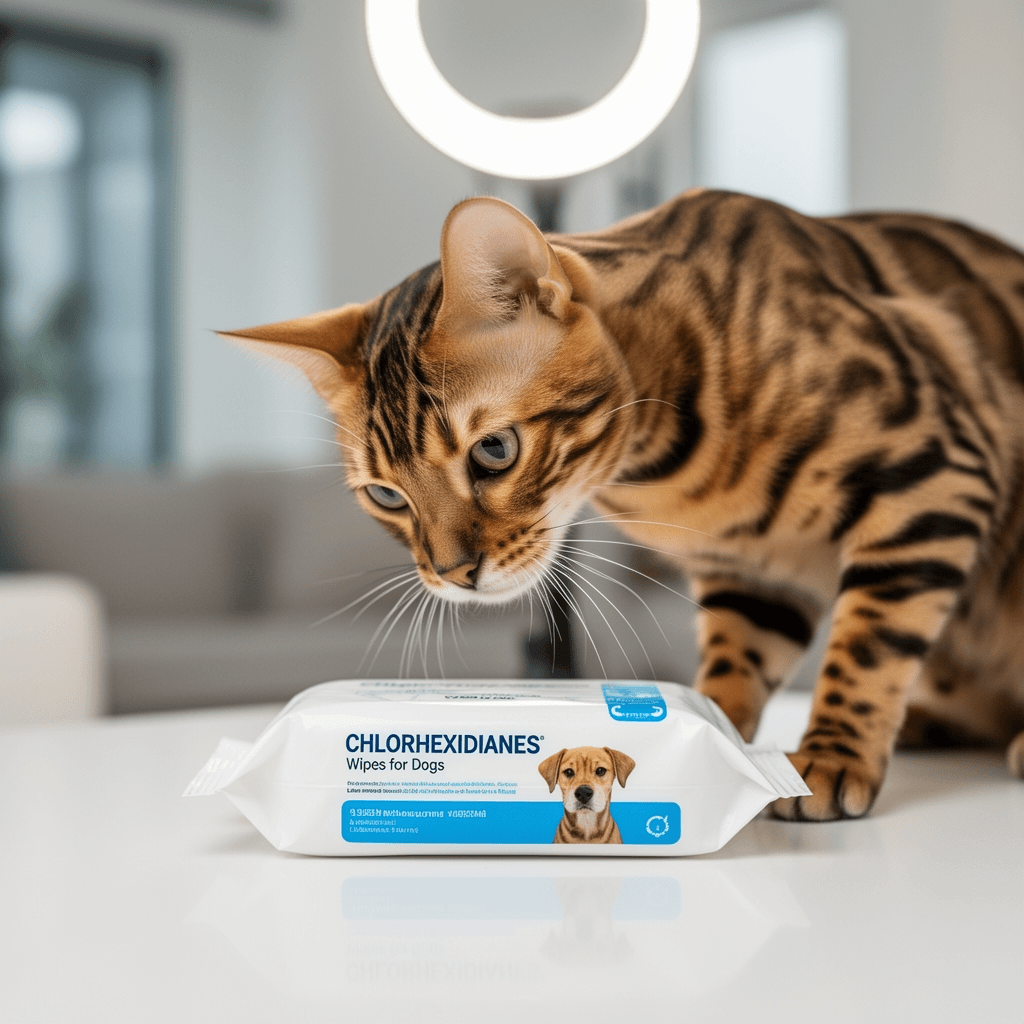 Chlorhexidianes Wipes for Dogs with cat - professional product lifestyle photo