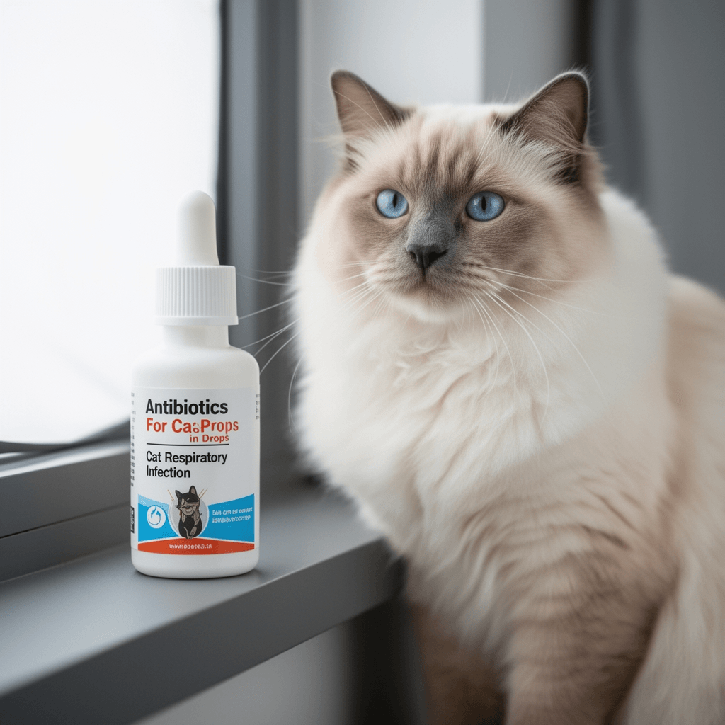 Antibiotics for Cats in Drops – Сat Respiratory Infection with cat - professional product lifestyle photo