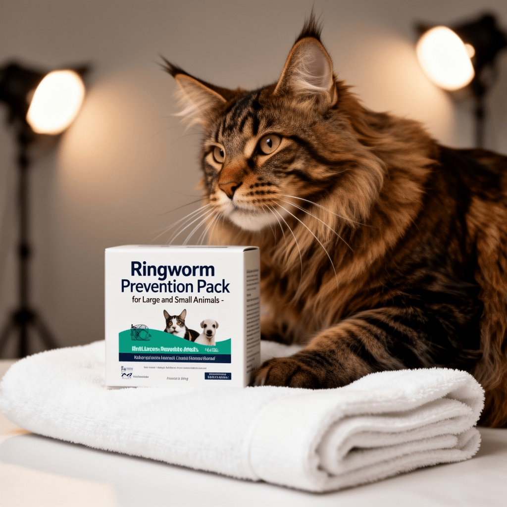 Ringworm Prevention Pack for Large and Small Animals - with cat - professional product lifestyle photo
