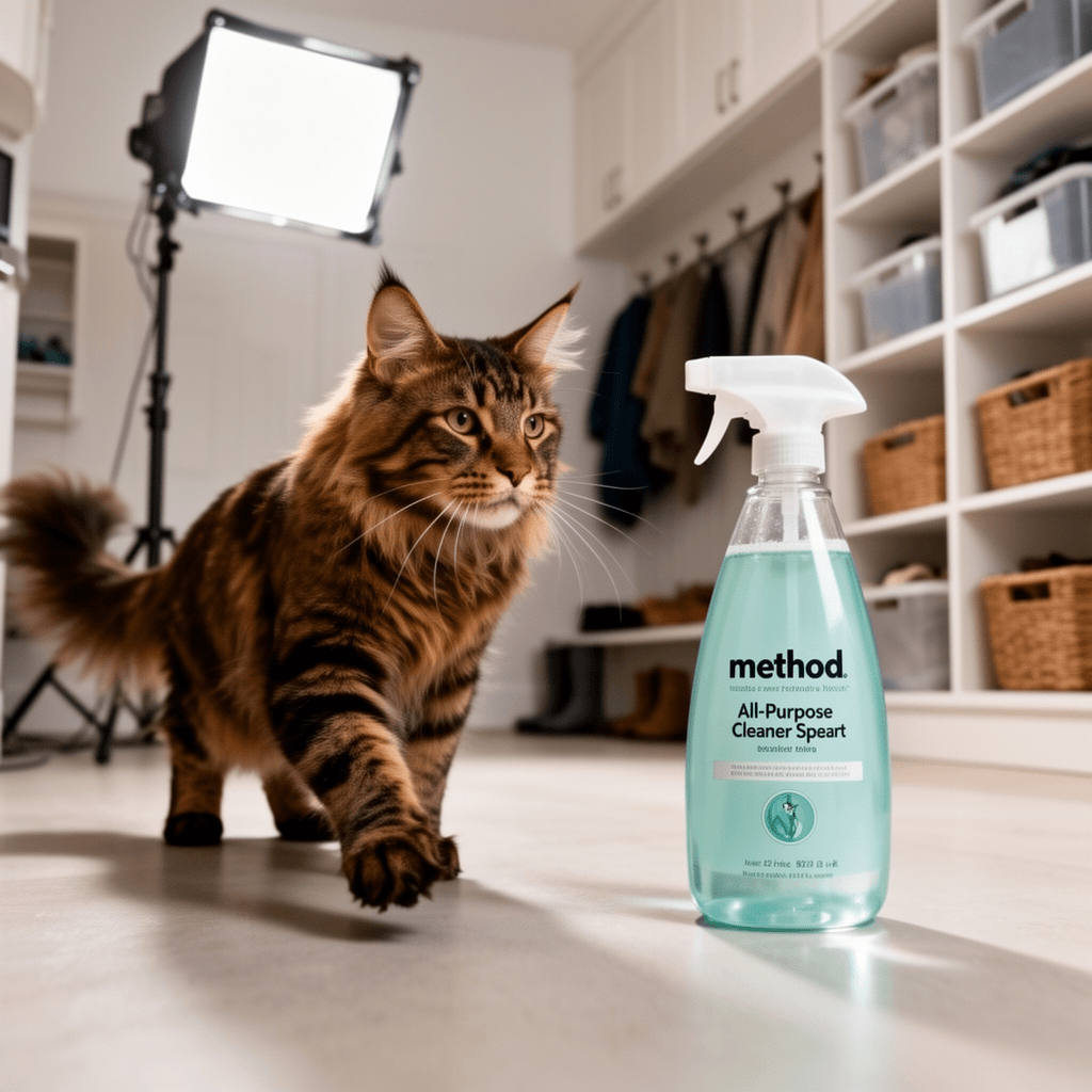 Earth Friendly Products All Purpose Spray Cleaner - 22 oz - with cat - professional product lifestyle photo