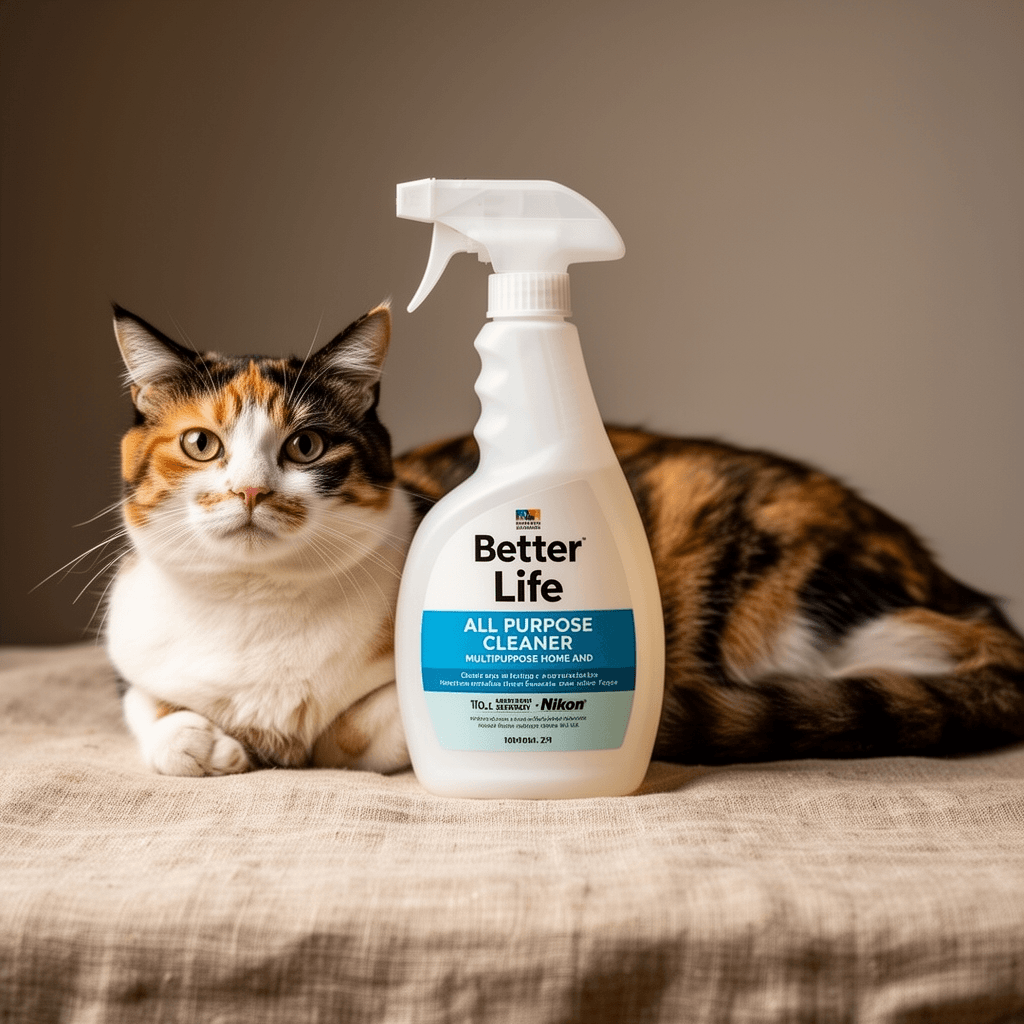 Cat Stain & Odor Remover - Enzyme Cleaner for Cat Urine with cat - professional product lifestyle photo