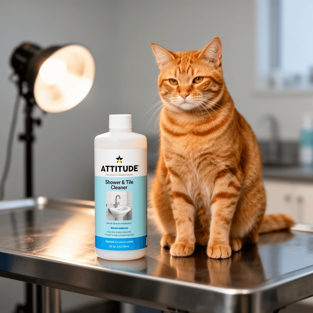 ATTITUDE Shower & Tile Cleaner with cat - professional product lifestyle photo