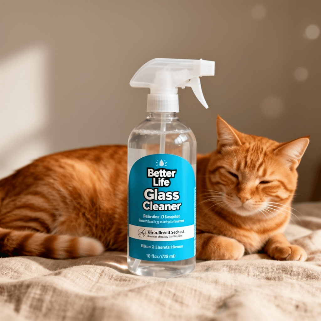 Better Life Glass Cleaner with cat - professional product lifestyle photo