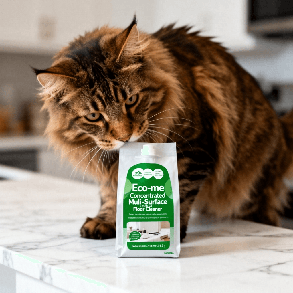 Eco-me Concentrated Muli-Surface and Floor Cleaner with cat - professional product lifestyle photo