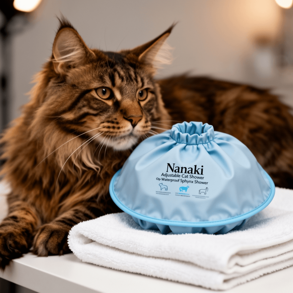Bath Shower SPA Set for Sphynx and Other Naked Pets Shampoo with cat - professional product lifestyle photo