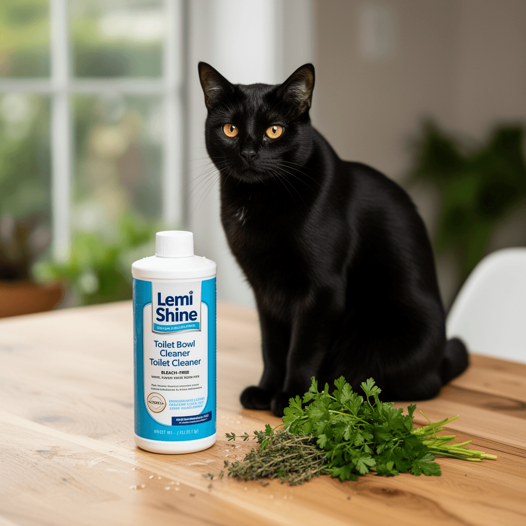 Lemi Shine Toilet Bowl Cleaner - Bleach-Free Toilet Cleaner with cat - professional product lifestyle photo