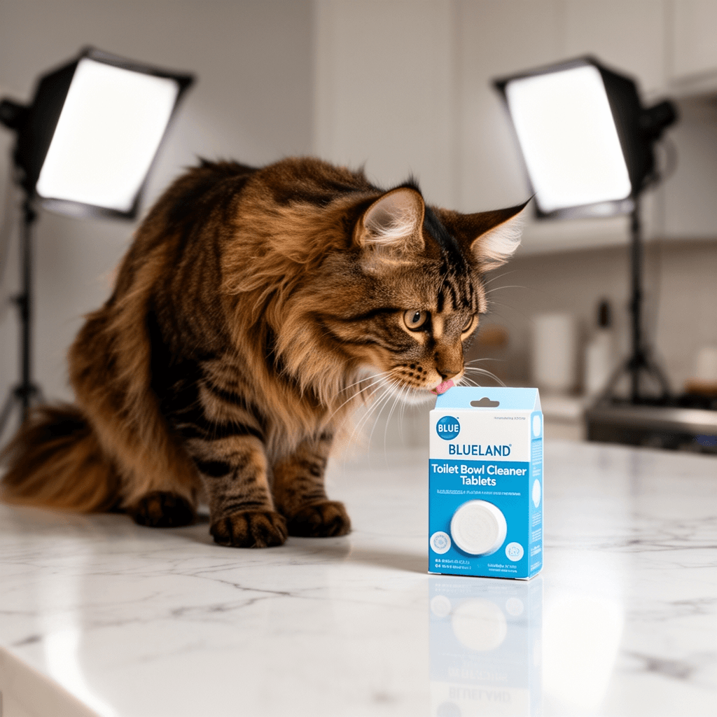 Melaleuca - Safe & Mighty Toilet Bowl Cleaner - 18 FL Oz with cat - professional product lifestyle photo