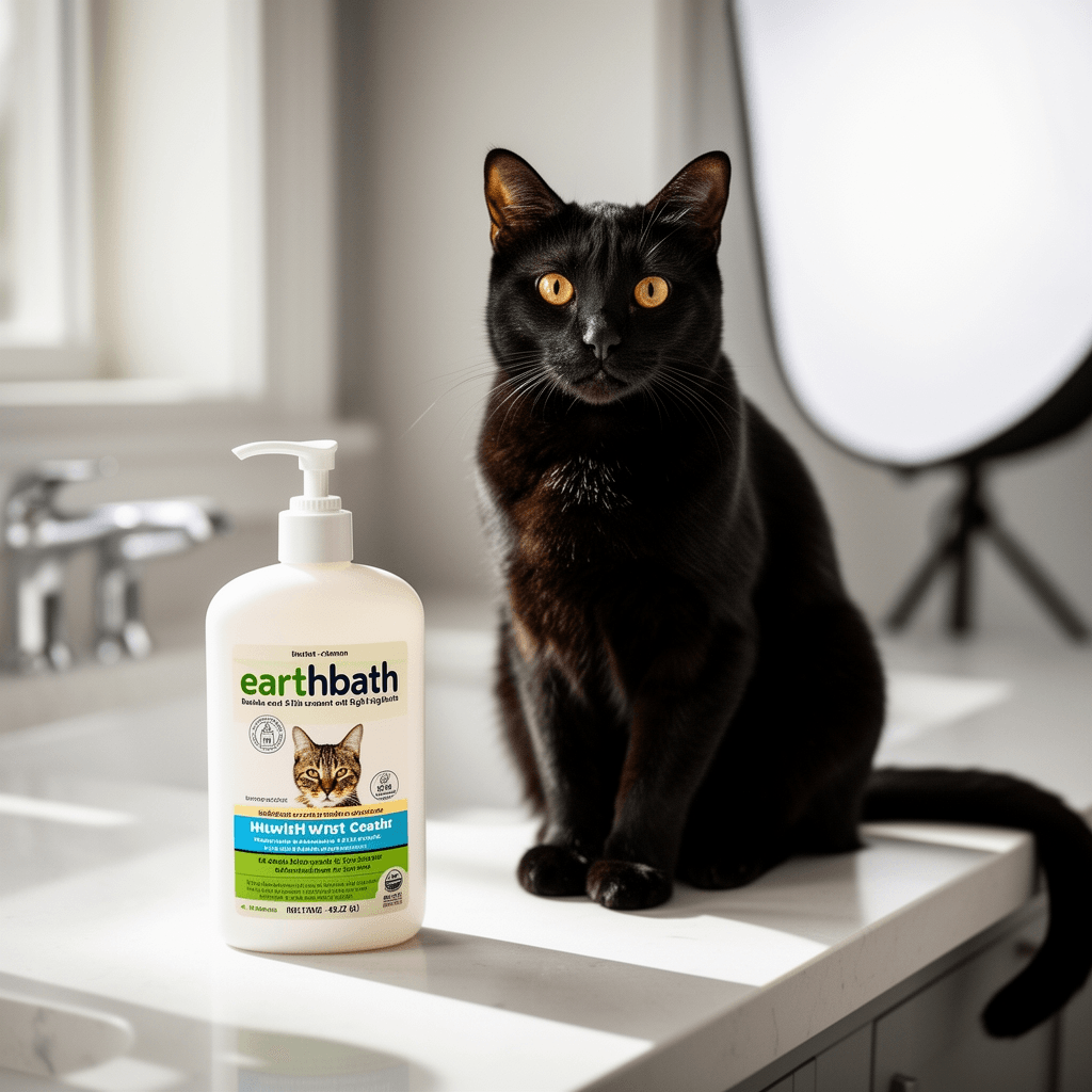 earthbath with cat - professional product lifestyle photo