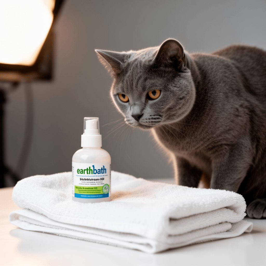 earthbath with cat - professional product lifestyle photo